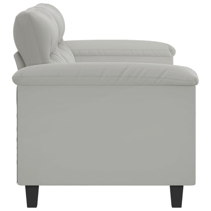 2-seater sofa 140 cm light grey microfibre fabric