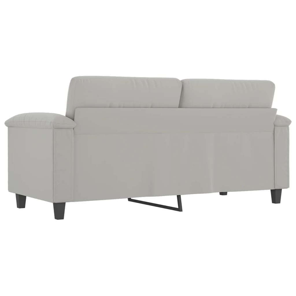 2-seater sofa 140 cm light grey microfibre fabric