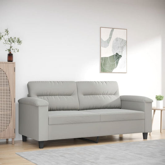 2-seater sofa 140 cm light grey microfibre fabric