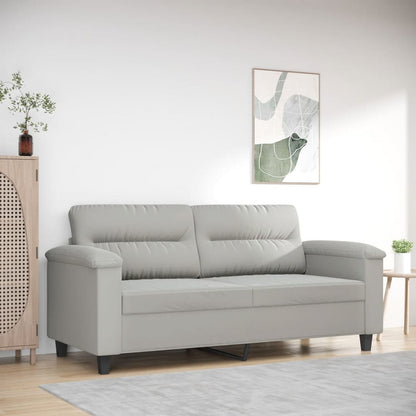 2-seater sofa 140 cm light grey microfibre fabric