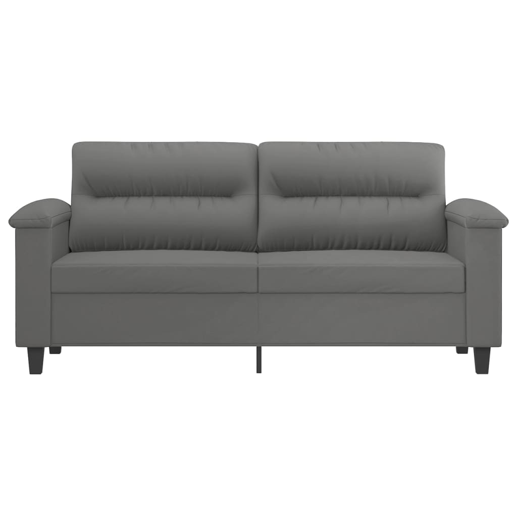 2-seater sofa 140 cm dark grey microfibre fabric