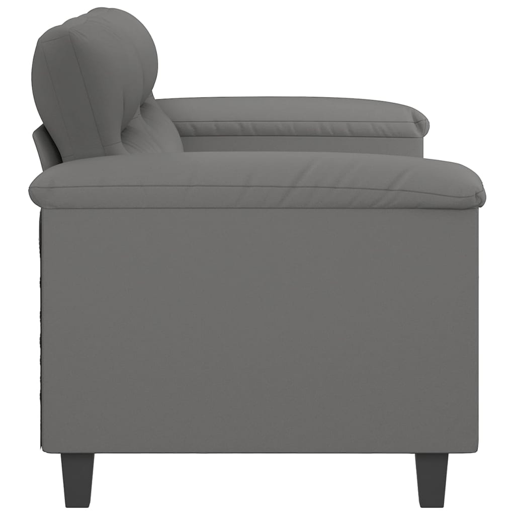 2-seater sofa 140 cm dark grey microfibre fabric
