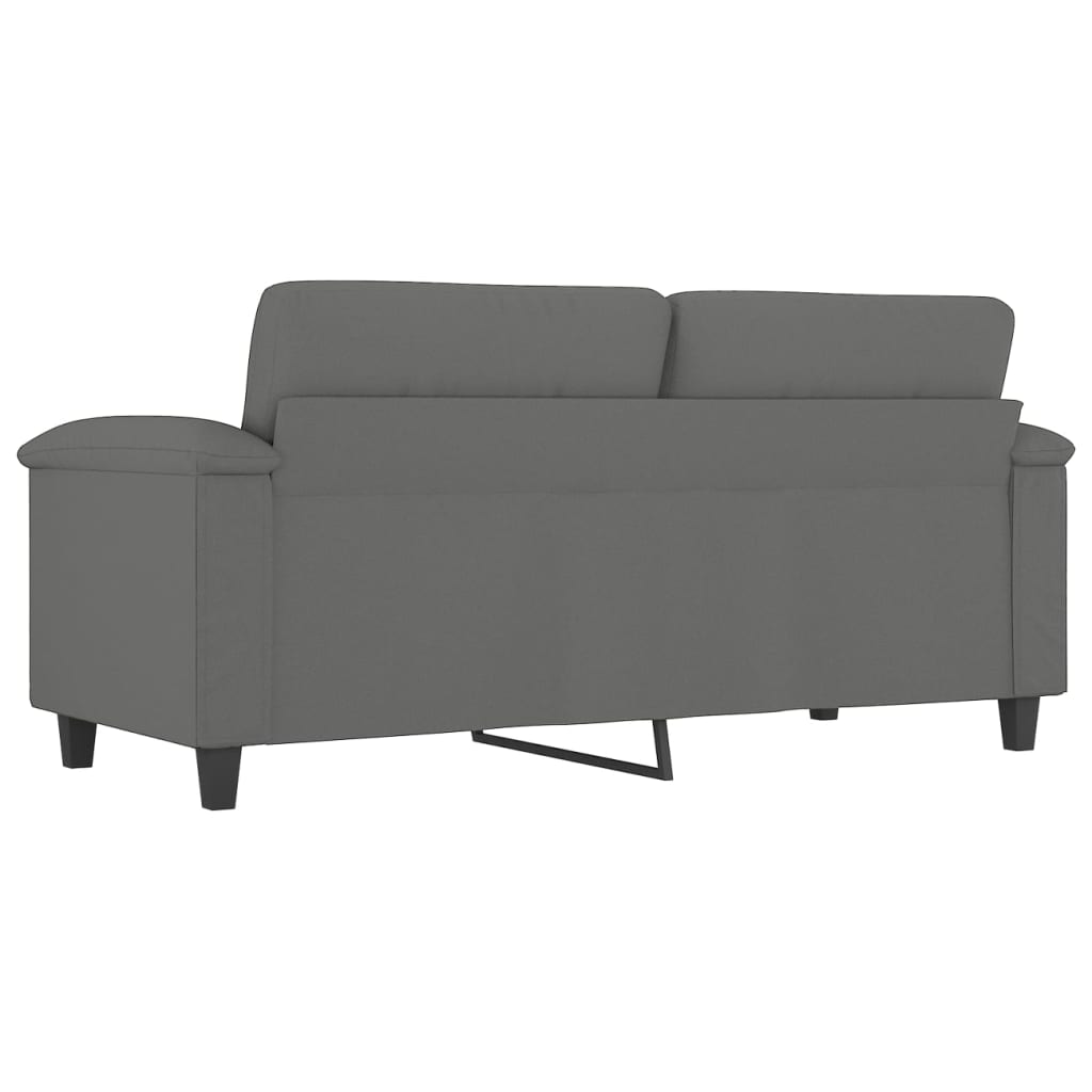 2-seater sofa 140 cm dark grey microfibre fabric