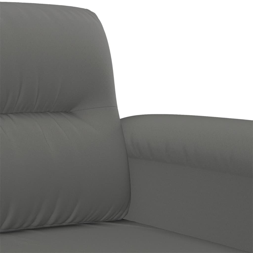 2-seater sofa 140 cm dark grey microfibre fabric