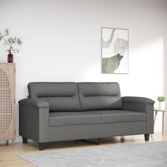2-seater sofa 140 cm dark grey microfibre fabric
