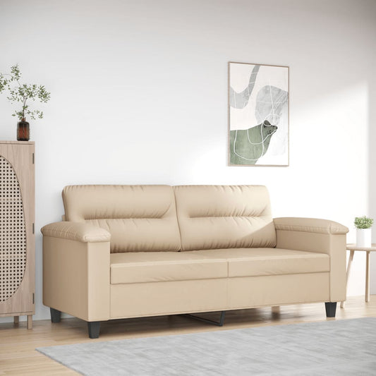 2-seater sofa 140 cm cream-colored microfiber fabric