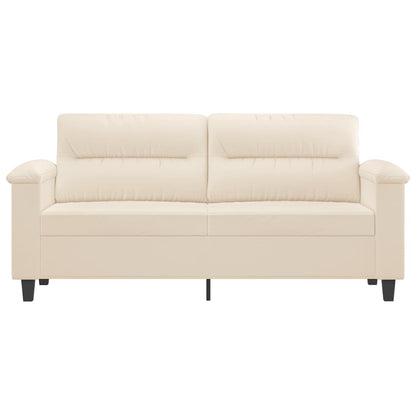 2-seater sofa 140 cm beige microfiber fabric