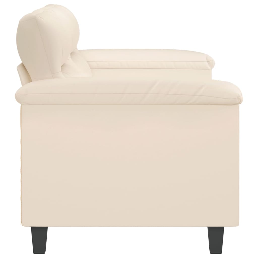 2-seater sofa 140 cm beige microfiber fabric