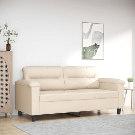 2-seater sofa 140 cm beige microfiber fabric