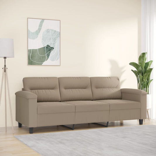 3-seater sofa 180 cm in grey-brown microfibre fabric