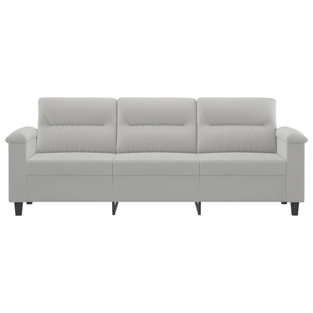 3-seater sofa 180 cm light grey microfibre fabric