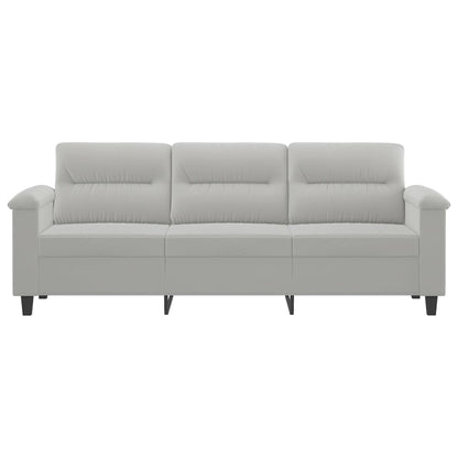 3-seater sofa 180 cm light grey microfibre fabric