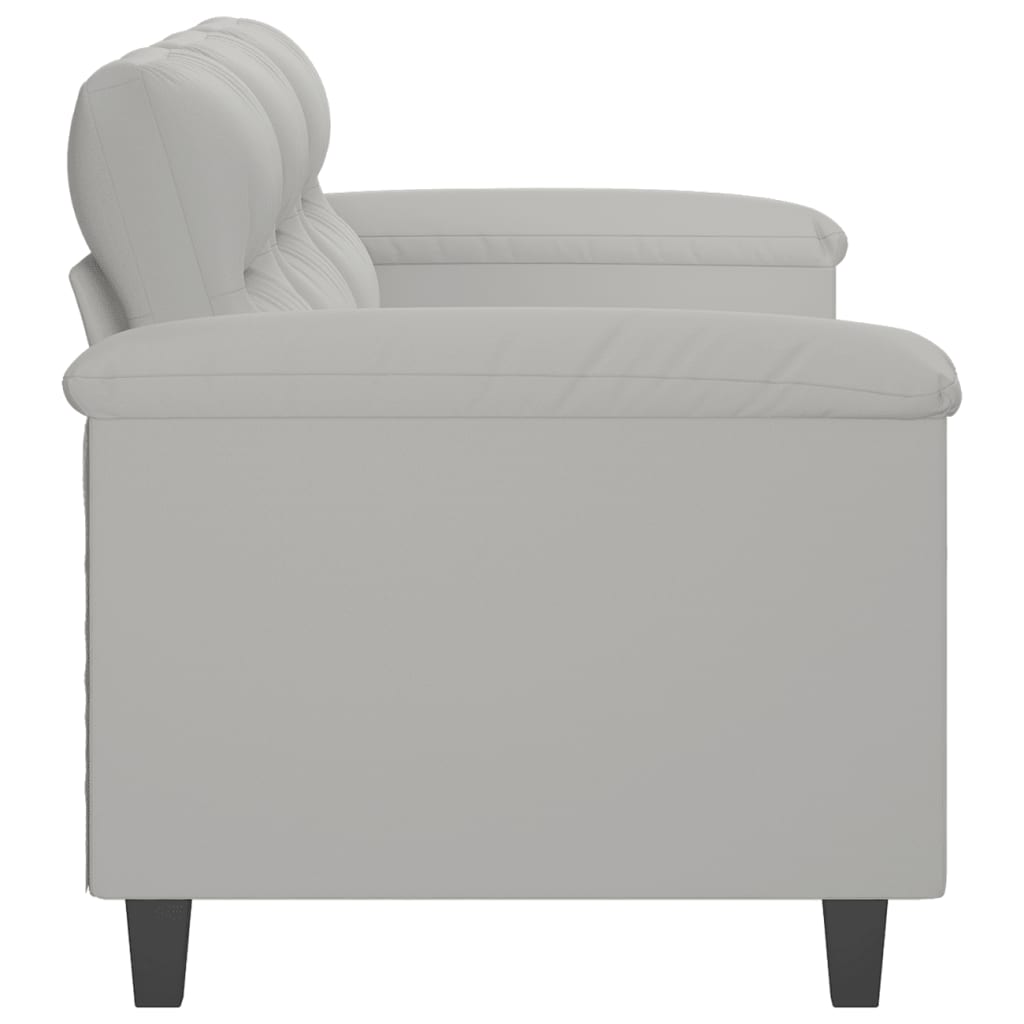 3-seater sofa 180 cm light grey microfibre fabric