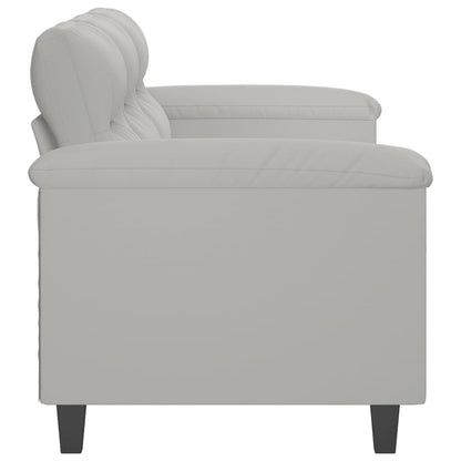 3-seater sofa 180 cm light grey microfibre fabric