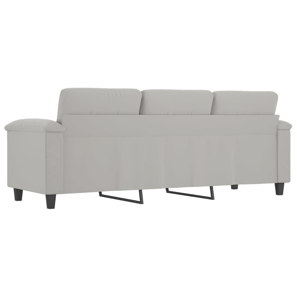 3-seater sofa 180 cm light grey microfibre fabric