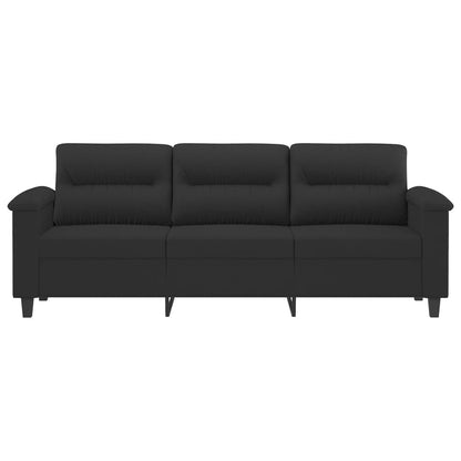 Sofá de 3 lugares 180 cm tecido de microfibra preto