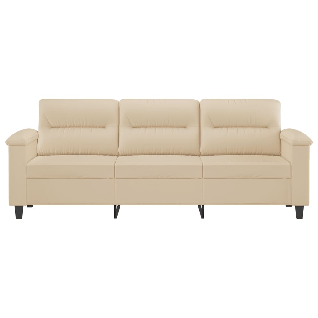 3-seater sofa 180 cm cream microfiber fabric