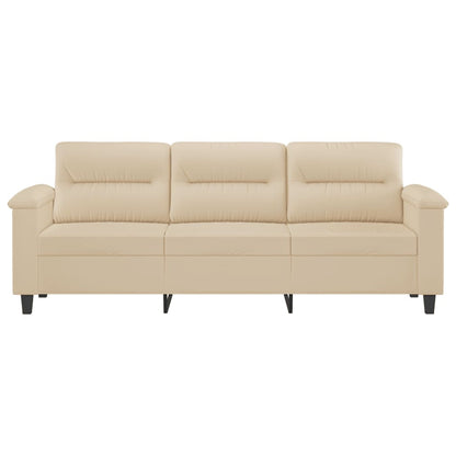 3-seater sofa 180 cm cream microfiber fabric