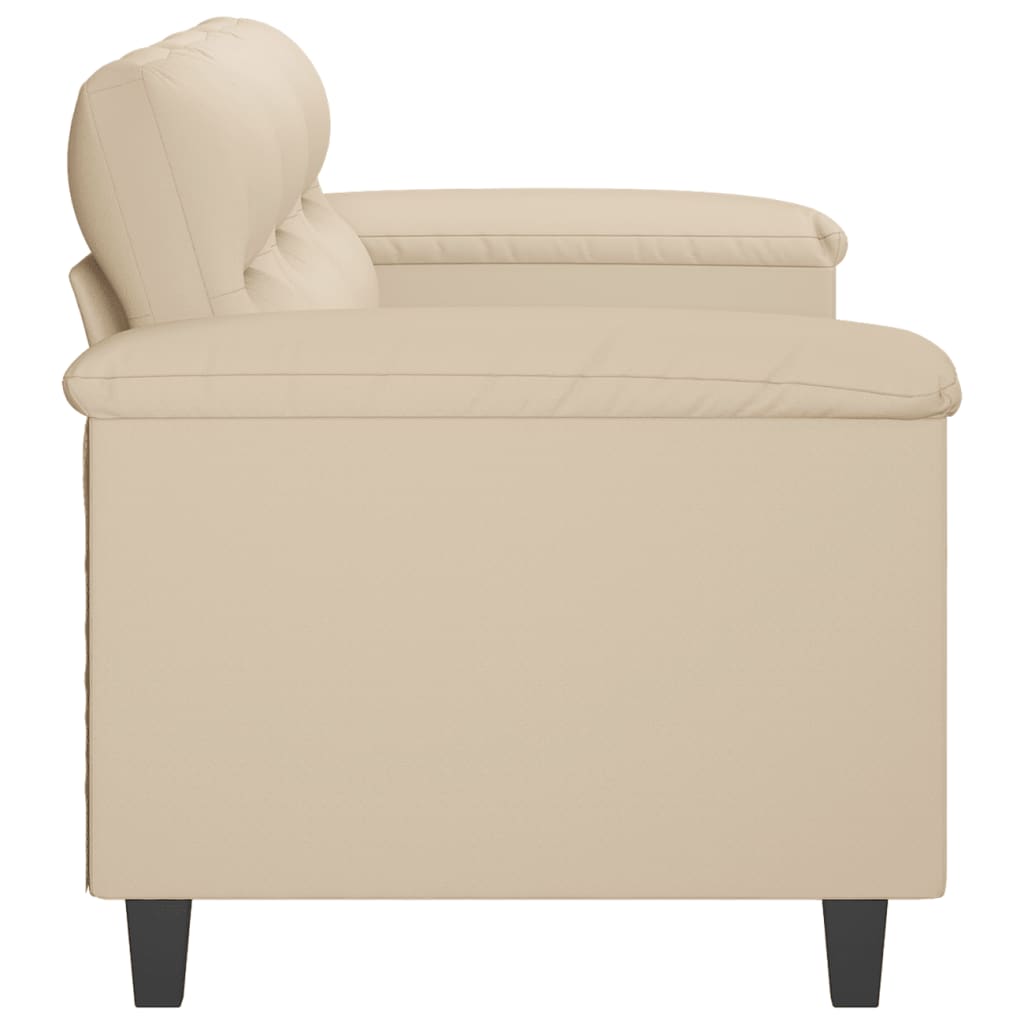 3-seater sofa 180 cm cream microfiber fabric