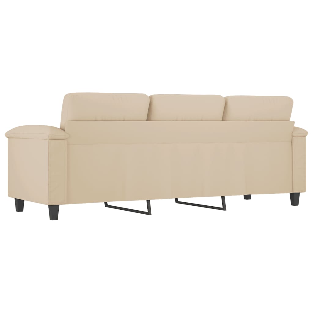 3-seater sofa 180 cm cream microfiber fabric