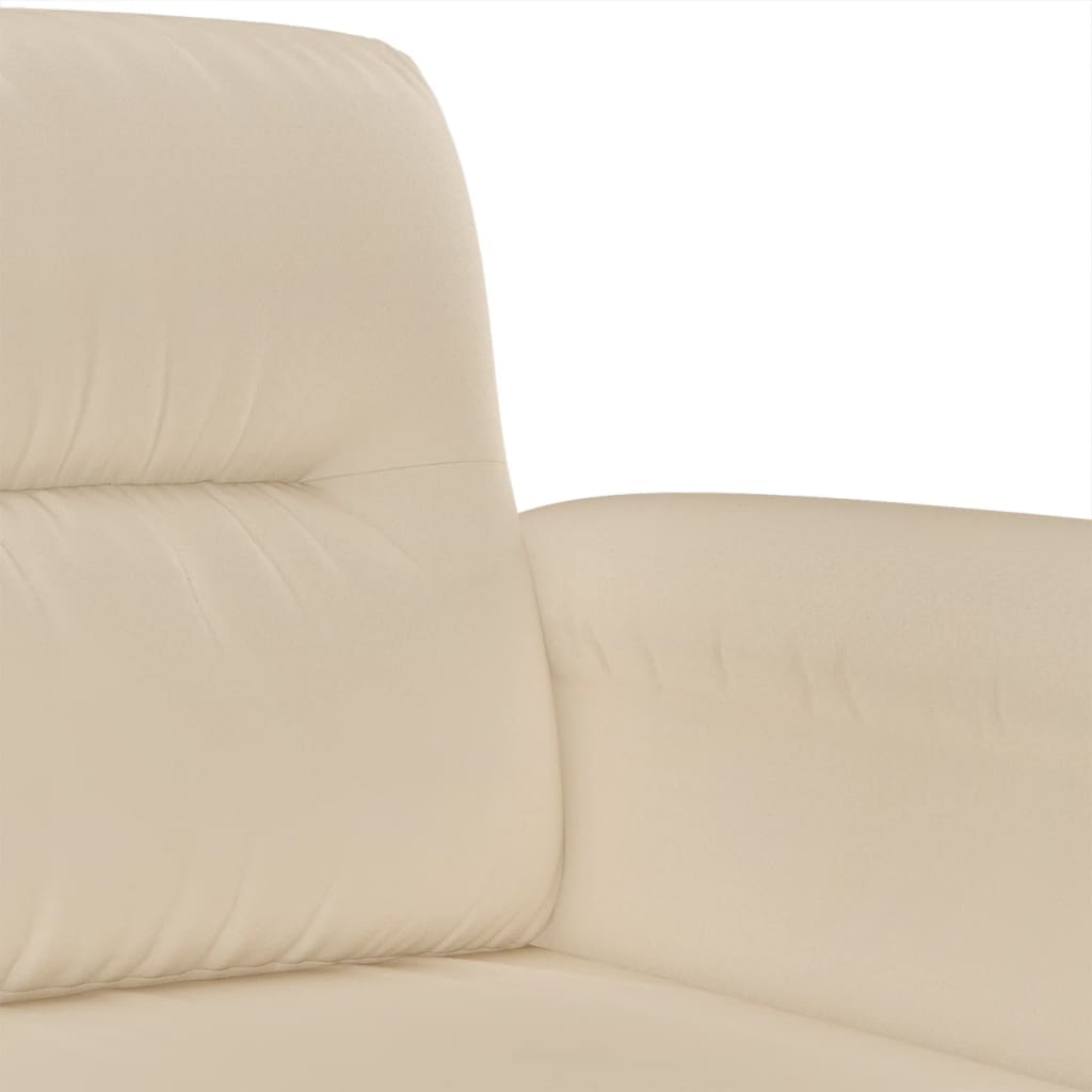 3-seater sofa 180 cm cream microfiber fabric