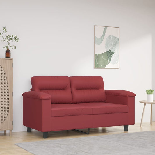 2-seater sofa 120 cm red faux leather