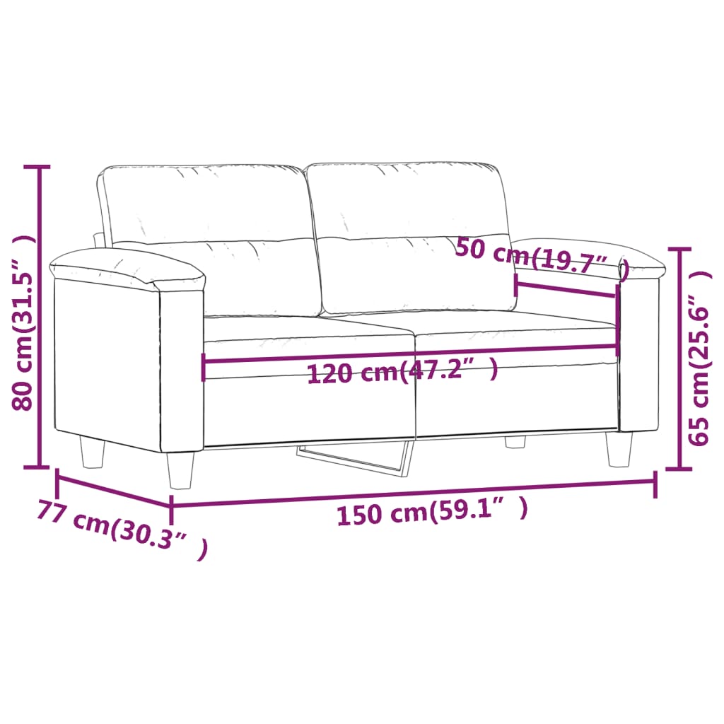 2-seater sofa 120 cm in cappuccino-colored faux leather