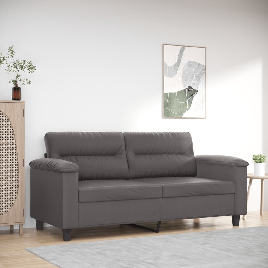 2-seater sofa 140 cm grey faux leather