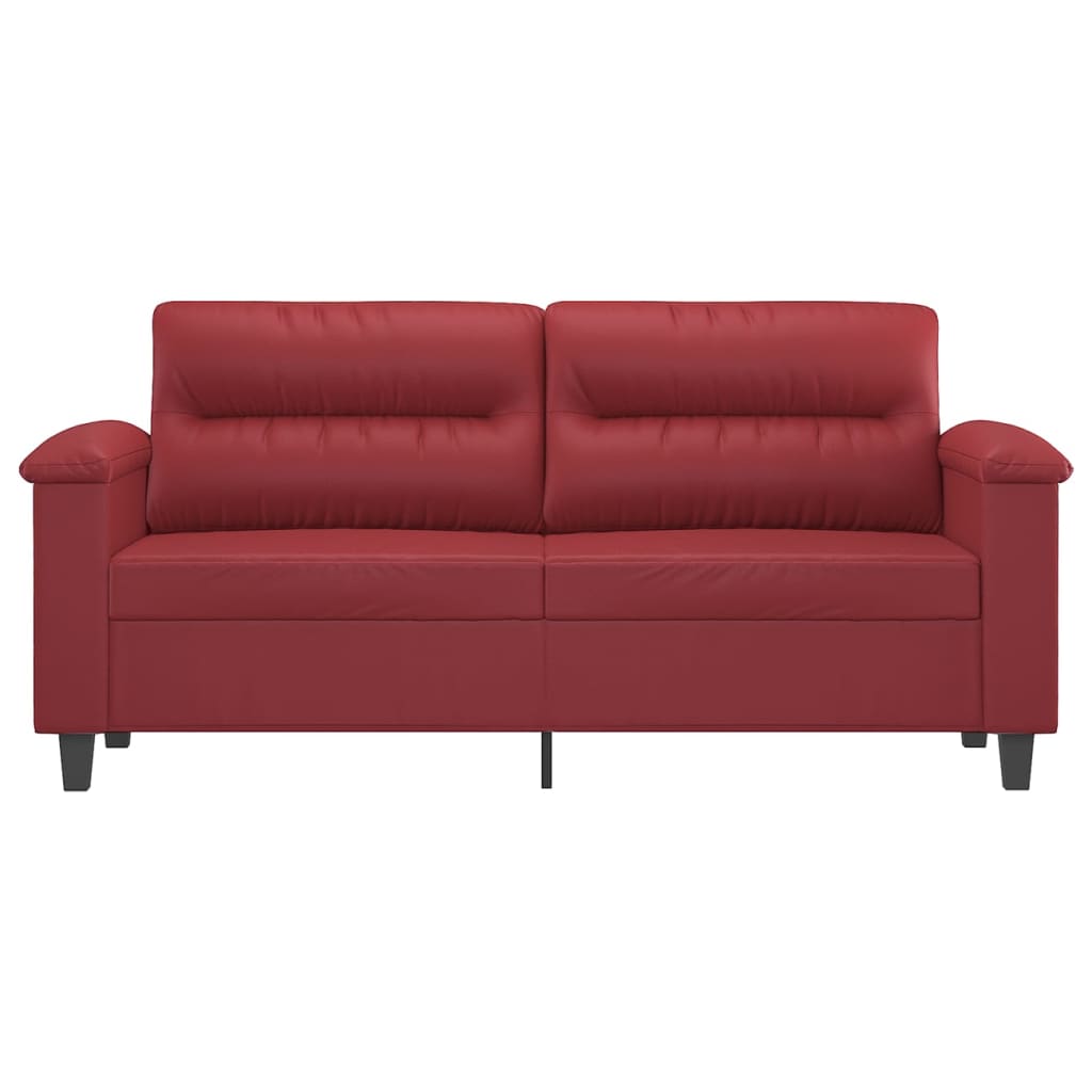 2-seater sofa 140 cm red faux leather