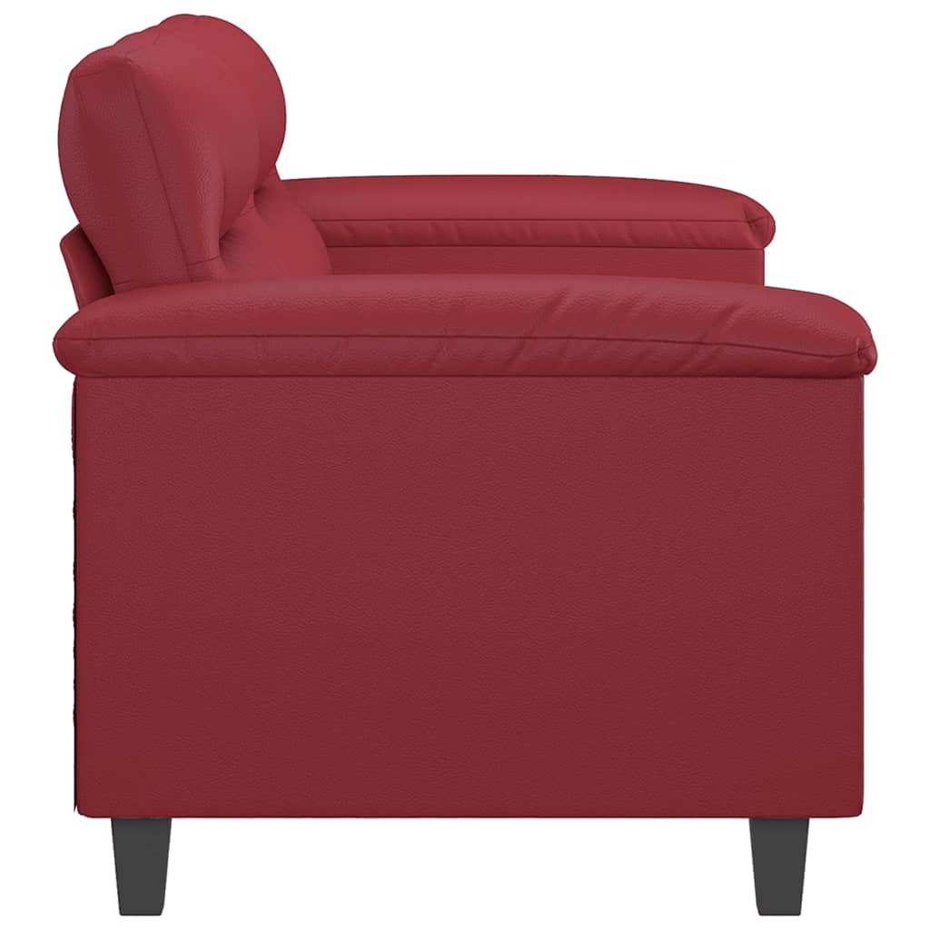 2-seater sofa 140 cm red faux leather