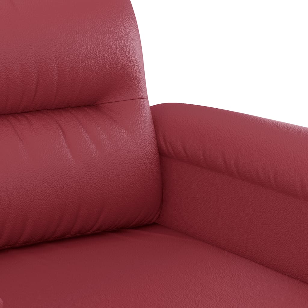 2-seater sofa 140 cm red faux leather