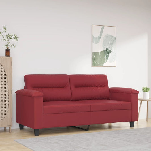 2-seater sofa 140 cm red faux leather