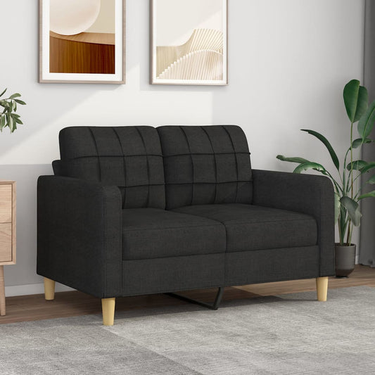 Sofá de 2 lugares tecido 120 cm preto