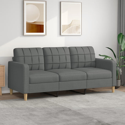 Sofá de 3 lugares 180 cm tecido cinza-escuro