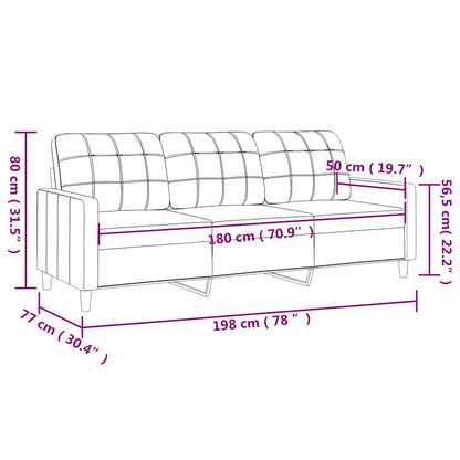 Sofá de 3 lugares tecido 180 cm cor creme