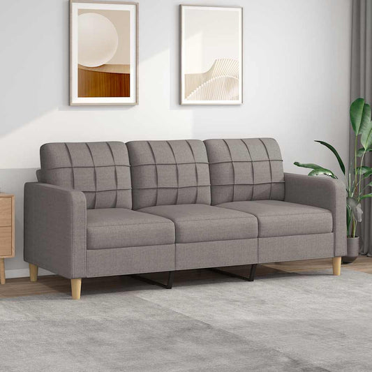 Sofá de 3 lugares tecido 180 cm cinzento-acastanhado