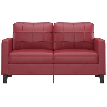 Sofá de 2 lugares 140 cm couro artificial vermelho tinto