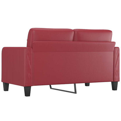 Sofá de 2 lugares 140 cm couro artificial vermelho tinto
