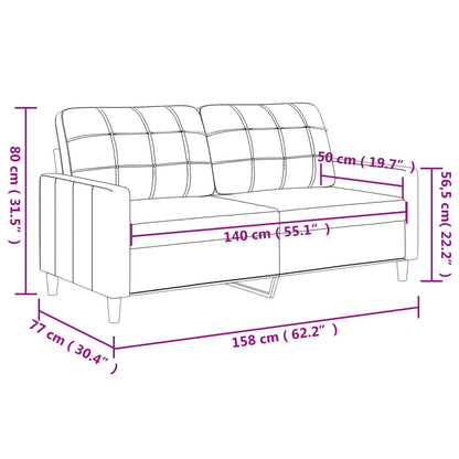 2-seater sofa 140 cm in cappuccino-colored faux leather