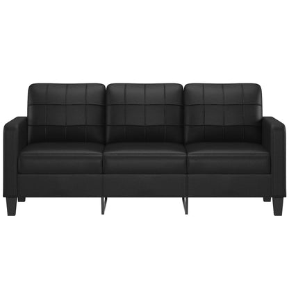 Sofá de 3 lugares 180 cm couro artificial preto