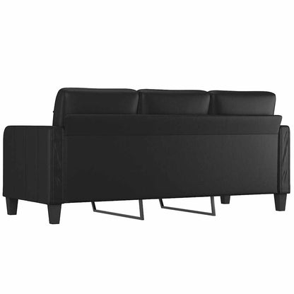 Sofá de 3 lugares 180 cm couro artificial preto