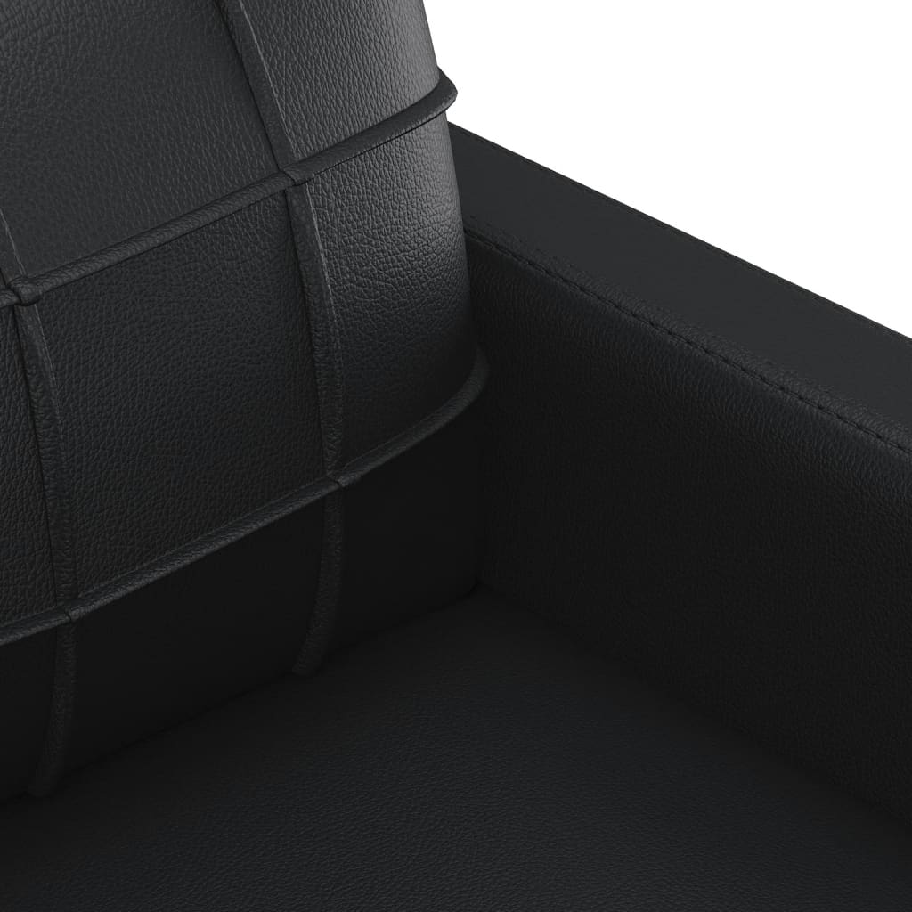 Sofá de 3 lugares 180 cm couro artificial preto