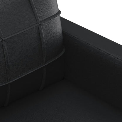 Sofá de 3 lugares 180 cm couro artificial preto