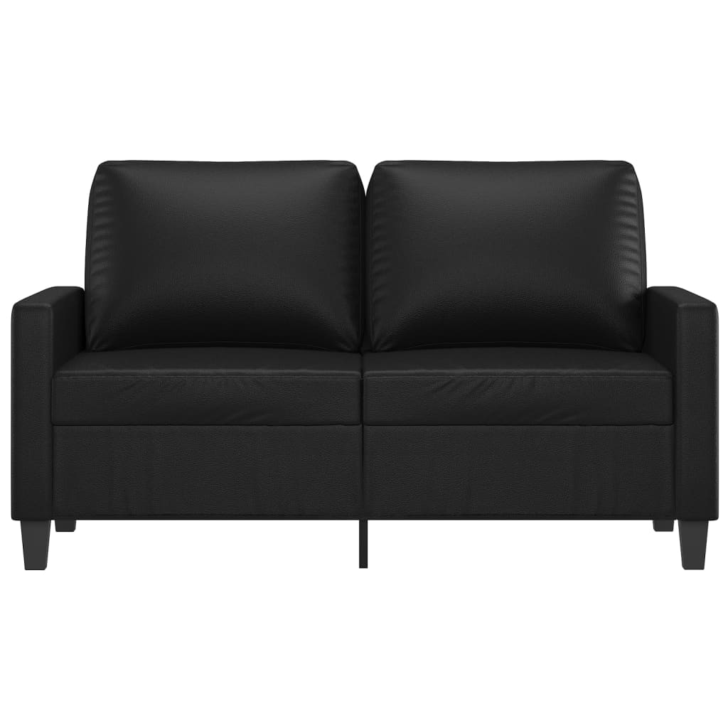Sofá de 2 lugares 120 cm couro artificial preto
