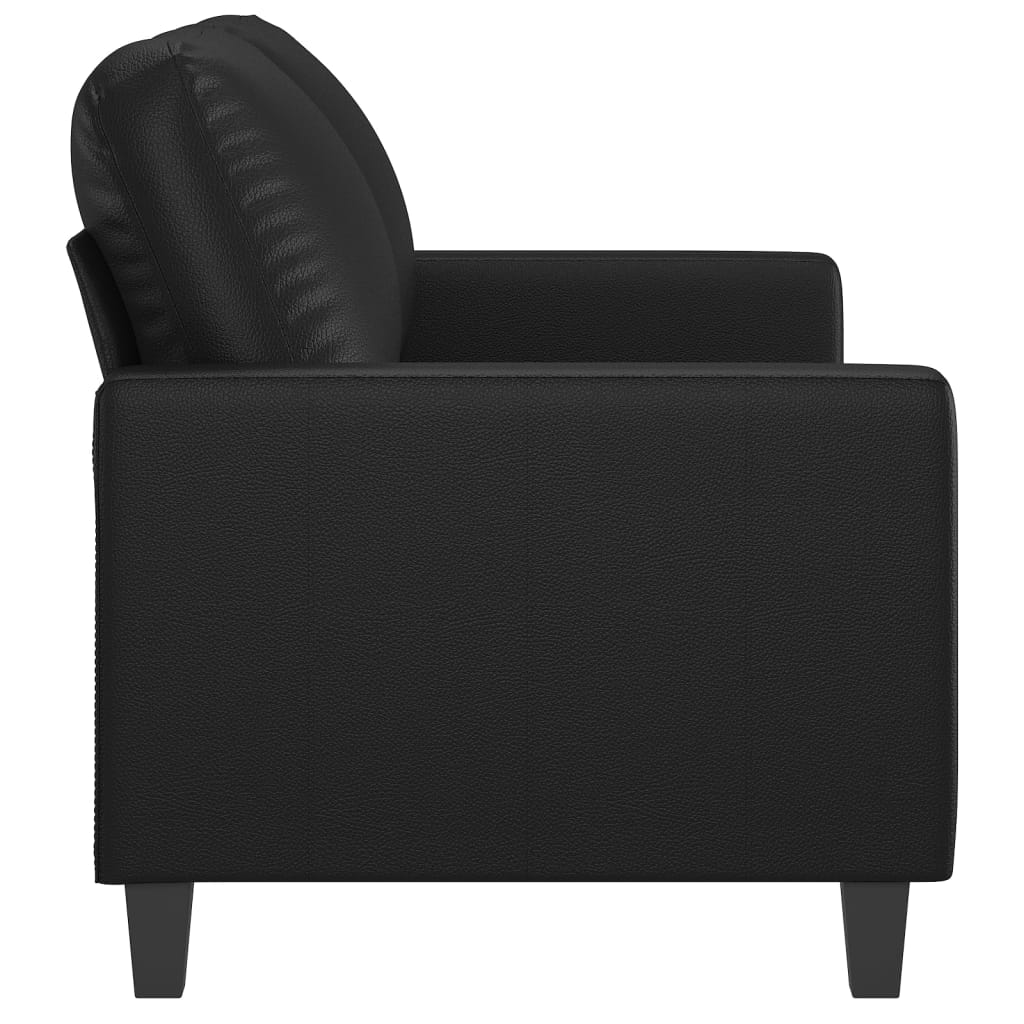Sofá de 2 lugares 120 cm couro artificial preto