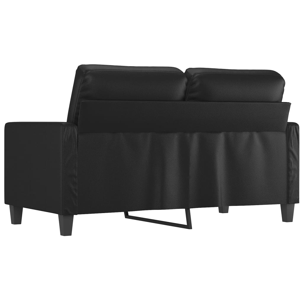 Sofá de 2 lugares 120 cm couro artificial preto