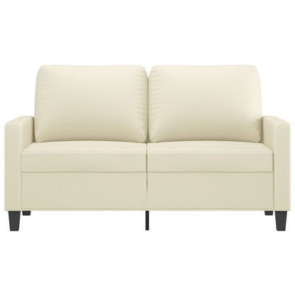 Sofá de 2 lugares 120 cm couro artificial cor creme