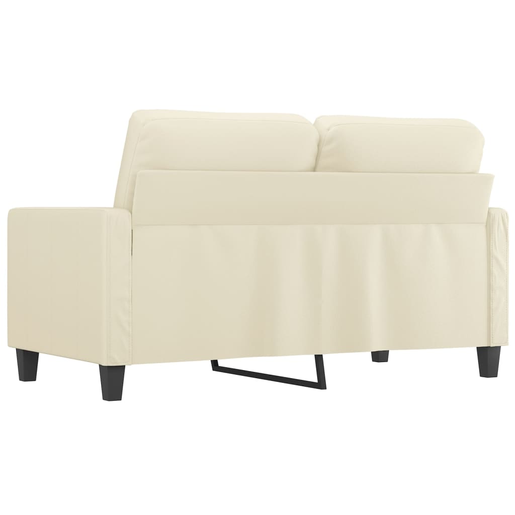 Sofá de 2 lugares 120 cm couro artificial cor creme