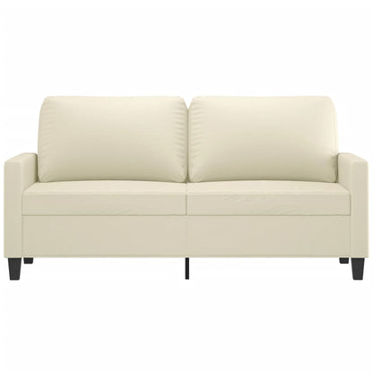 Sofá de 2 lugares 140 cm couro artificial cor creme