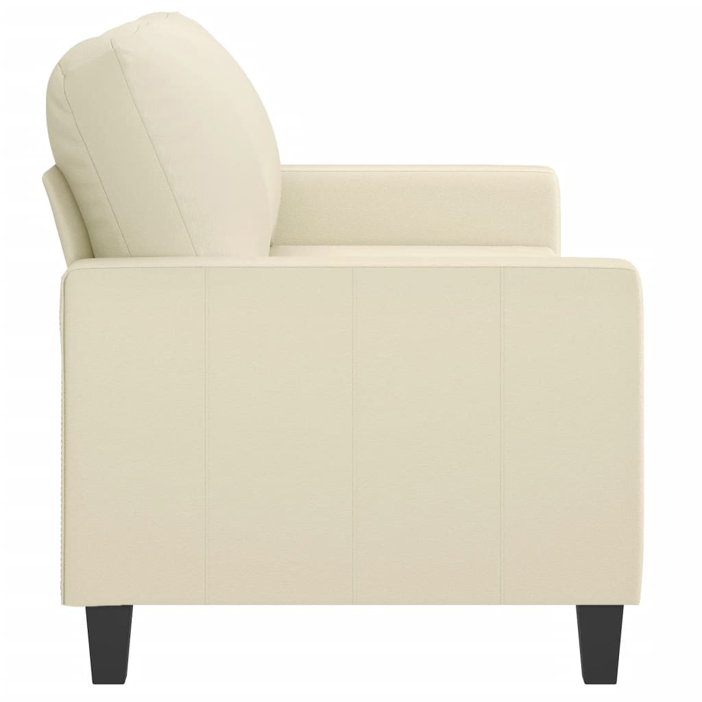 Sofá de 2 lugares 140 cm couro artificial cor creme